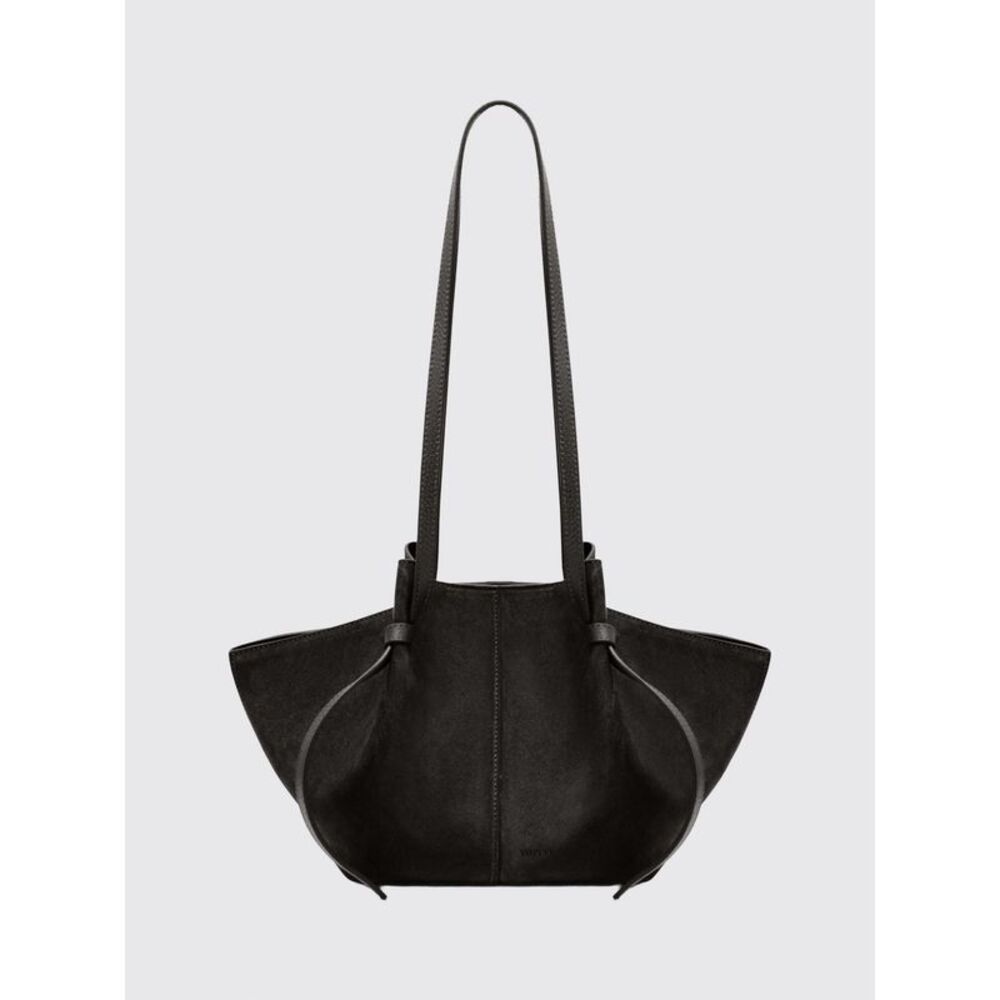 Yuzefi Women Yuzefi Mochi Suede Flared Shoulder Bag With Embossed Logo